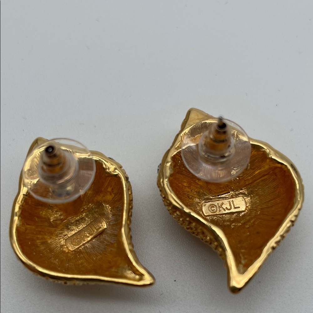 Kenneth Jay Lane Gold And Silver Shell Earrings - image 2
